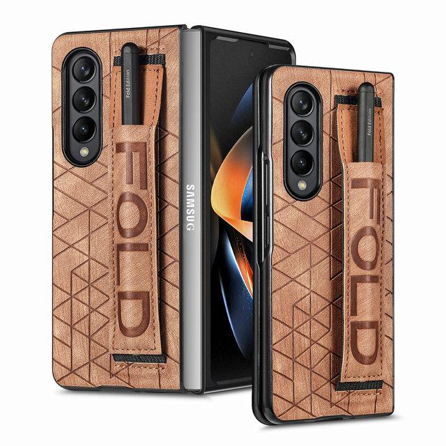 For Samsung Galaxy Z Fold 4 Case With Wrist Strap S Pen Slot ,Ultra Slim With Raised Bezel Camera Protect Shockproof Case