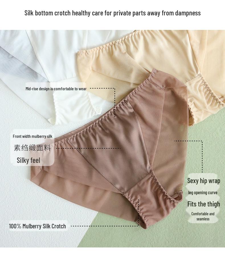 Tangge Seidensatin Damen Luxus Mid-Waist Nahtlose Dreiecksslips