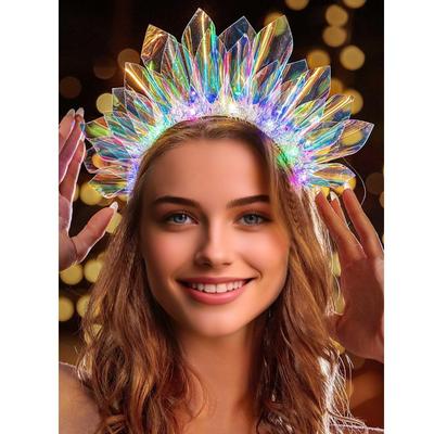 Fashion Glowing Crown Light Up Headband with Color Change LED Hairband Party Cosplay Hair Accessories