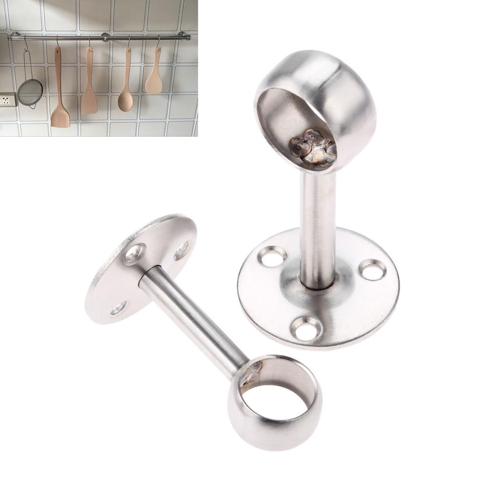 DRELD Stainless Steel Centre Bracket Wardrobe Rail Support Hanging Rail Rod Pole Socket End Support Bracket Holder 19mm 25mm Dia
