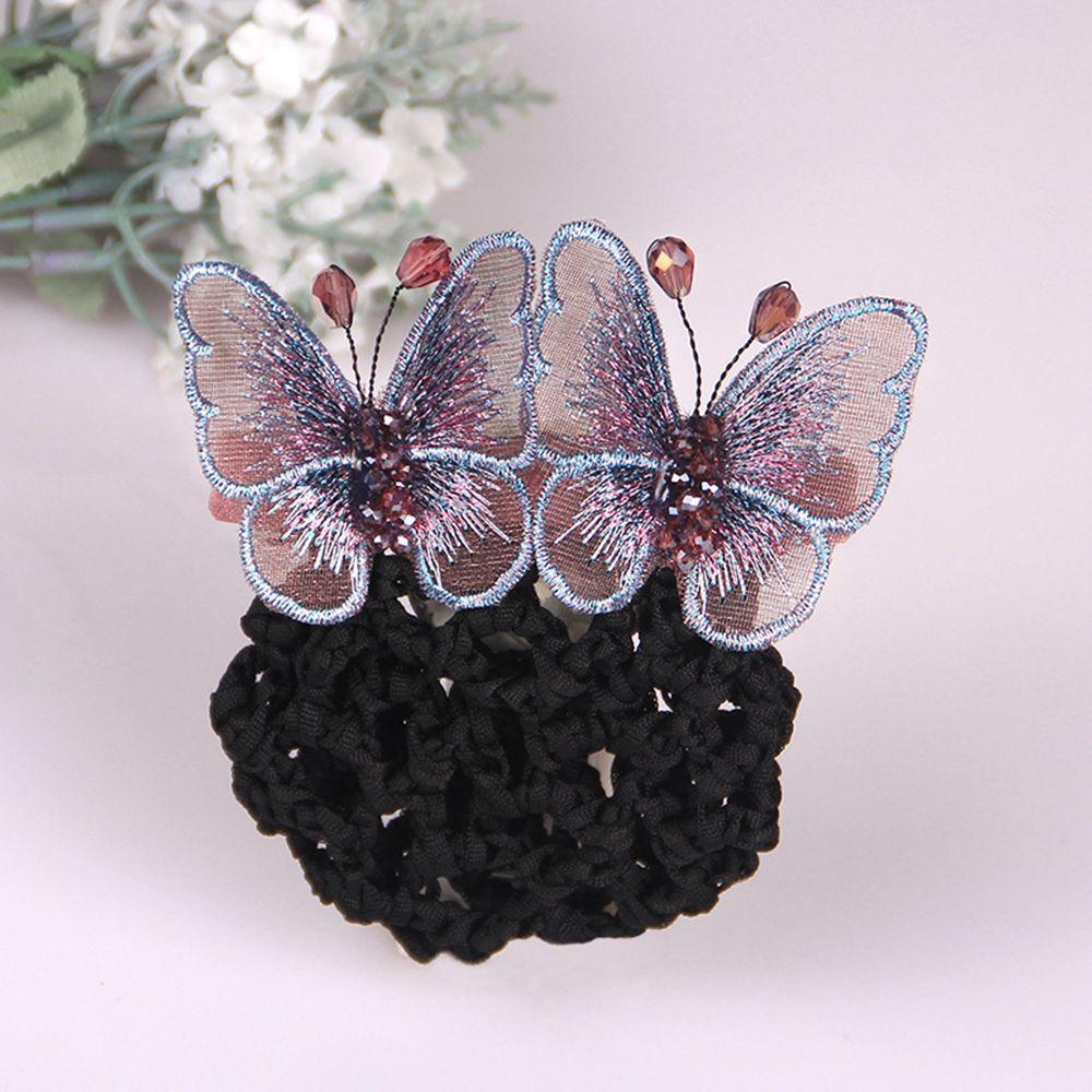 Hotel Butterfly Nurse Women Spring Clips Hairgrips Cover Net Korean Bun Snood Ponytail Clip