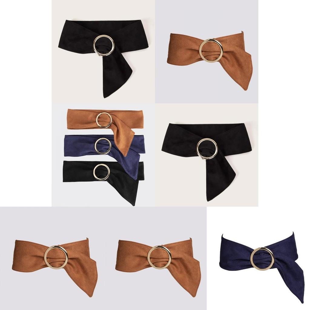 Womens Wide Faux Leather Waist Cincher With Circular Buckle For Daily Casual Use