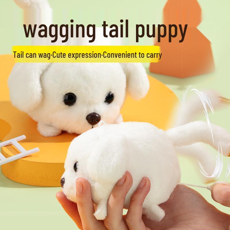 

Bichon Frise Wagging Tail Squeaky Plush Toy Keychain 11 cm