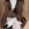 Fashion knitted thermal gloves female students solid color driving simple leaking finger warm gloves