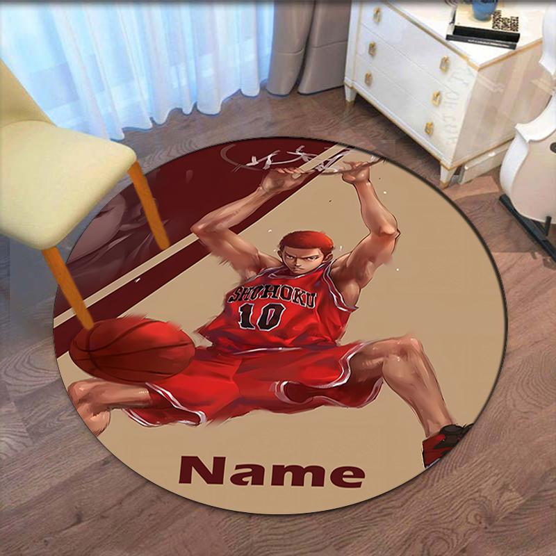 Custom Name Slam Dunk Printed Round Rug Carpet Chair Rug Area Rug Entryway Doormats,for Office Chair Living Room Bedroom Kitchen Room.