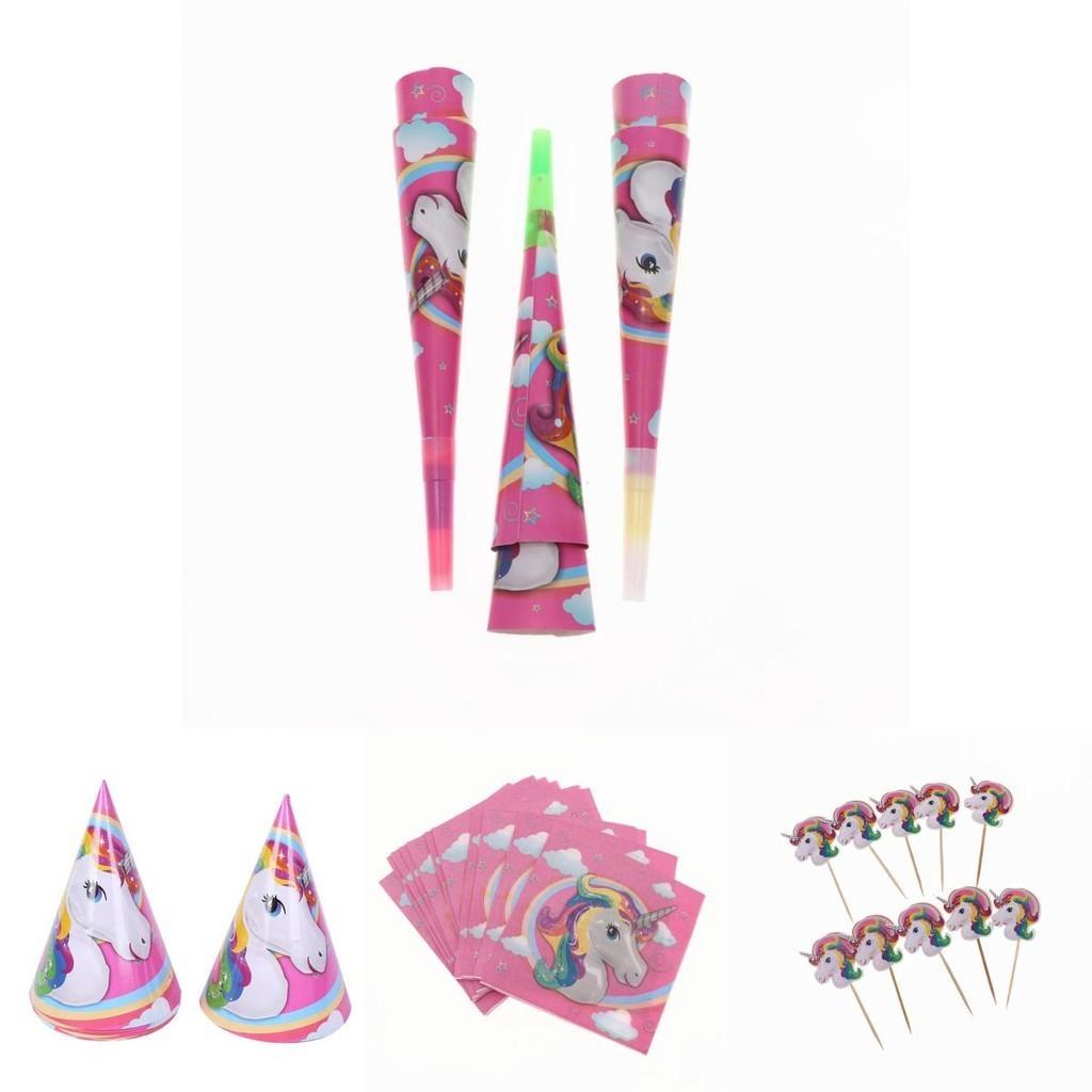 Magical Unicorn Kids Birthday Party Supplies Featuring Colorful Plates Cups And Banners