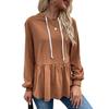 Spring and Autumn Women's Hooded Top Solid Color Pullover Hooded Sweatshirt Long-sleeved Top
