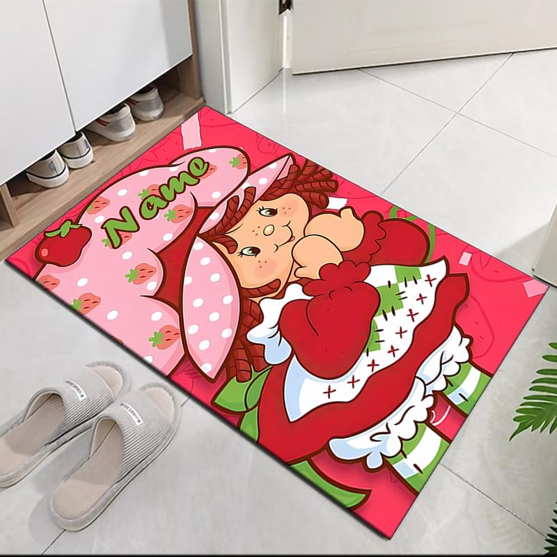 Tappeto Stampato Torta alla Fragola con Nome Personalizzabile, per Sedia da Ufficio Soggiorno Camera da Letto Cucina Decorazioni Regali.