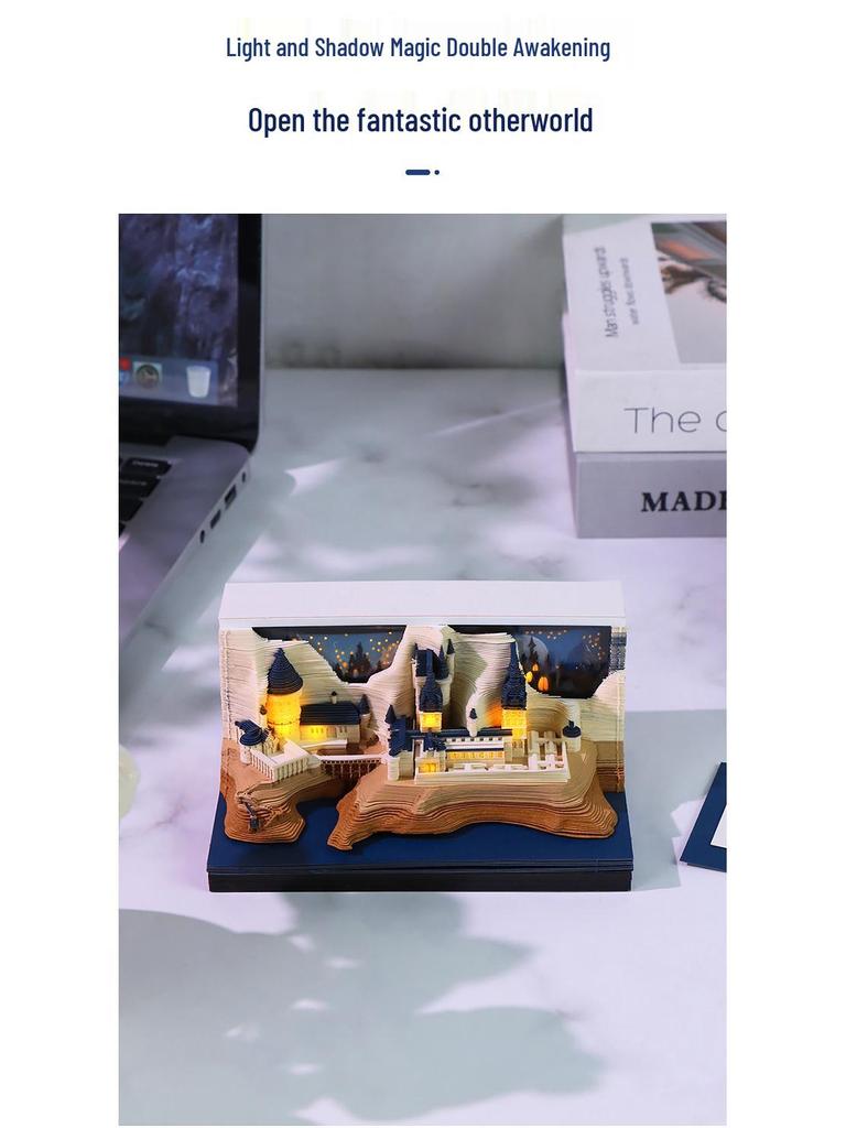 Calendar și Blocnotes Sculptură de Hârtie 3D Castelul Harry Potter Decor Birou