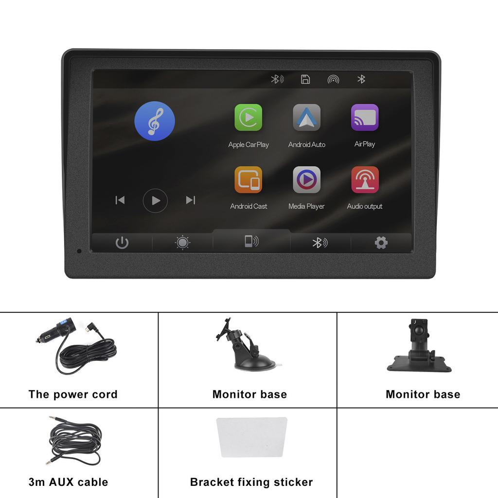 7-inch Car Display Screen Apple CarPlay Android Auto Apple AirPlay 12 LED Camera