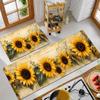 1Pcs Anti Fatigue Kitchen Rugs Sunflower Vintage Map Print Waterproof Non Slip Thick Cushioned Mat