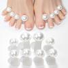 Soft Non-pinch Toe Separators 8 Pcs Reusable Plastic Cute Flower Pearl Designs for Long Time Pedicure Nail Polish