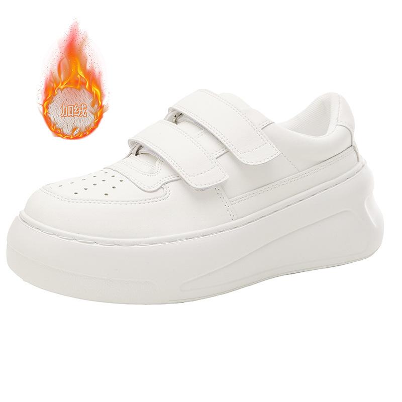 

Толстоподошвенные увеличивающие рост кроссовки на липучках, маленькие белые, женские, осенние, новые, серебристые, повседневные, спортивные, обувь для скейтборда 40