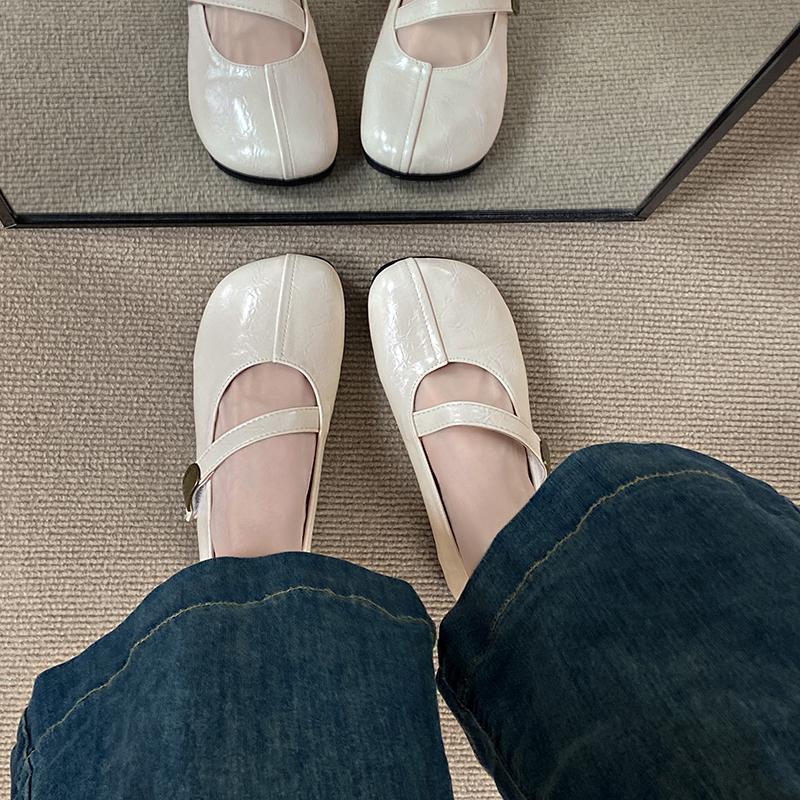 CRLAYDK Womens Flats Moccasins Retro Dress PU Leather Strap Slip On Loafers for Work Penny Dress Walking Ladies Casual Shoes