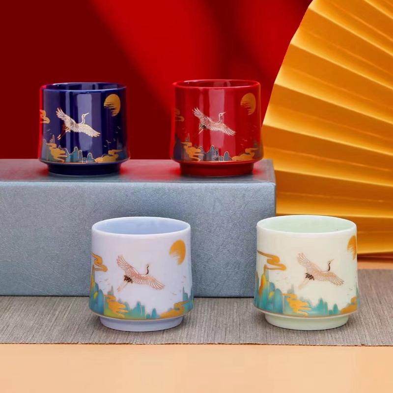4Pcs Creative Ceramic Coffee Cup,Colorful Latte Cups,Pottery Tea Cup Gift Box,Porcelain Afternoon Teacup,Coffee Cup,Water Mugs