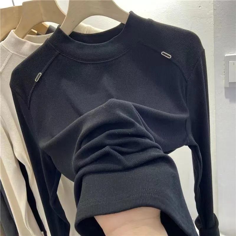 Топы для женщин Рубашки с длинным рукавом Зимние Оверсайз Флисовые Утепленные Повседневные Хлопковые Рубашки Свободные Блузки Пуловеры XXXL чёрный 1760₽