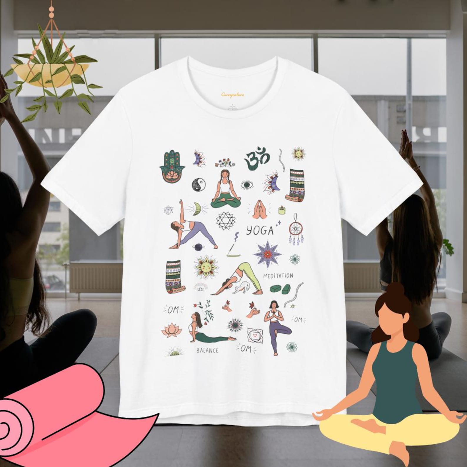 Tshirt for Yoga, Yoga cotton top, Yoga apparel, Meditation Zen T-shirt, Yoga lover M
