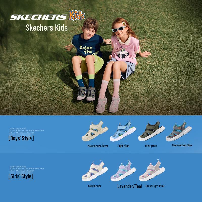 Skechers Kids Protected Toe Velcro Beach Sandals 13.5