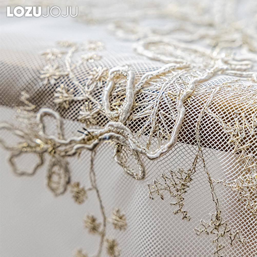 1PC LOZUJOJU European Style French Luxury Embroidered Sheer Curtain Princess Style White Tulle for Living Room Bedroom and Balcony Window Home Decor