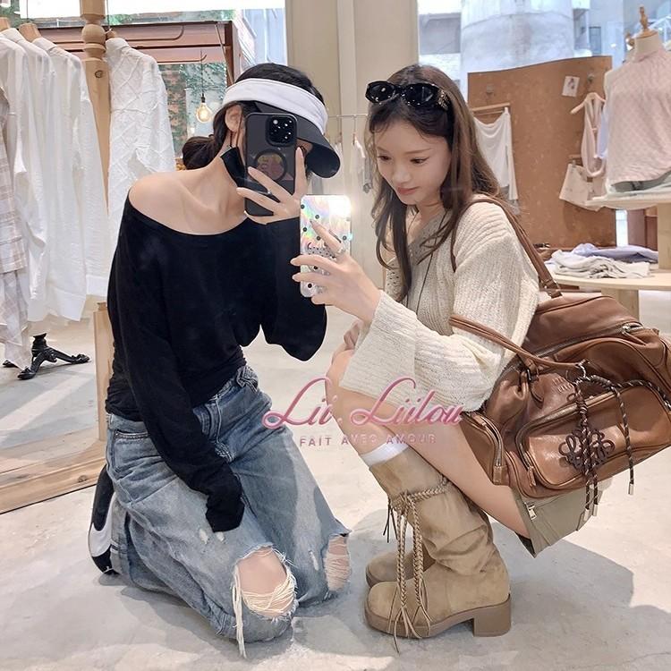 Su Yinyin has the same retro fringed thick heel medium and high boots women's round head versatile western cowboy boots women's stacking boots