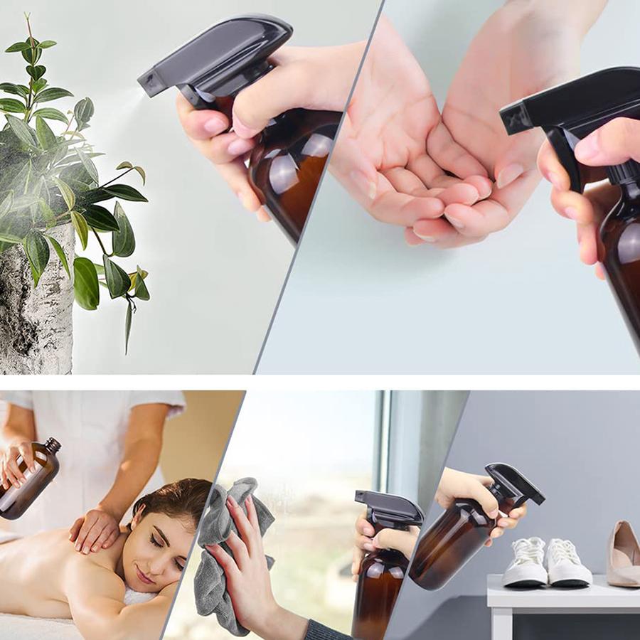 Bernsteinfarbene Plastik-Sprühflaschen, 16 oz Sprühflaschen Wiederbefüllbare Leere Sprühflasche mit Verstellbaren Düsen für Reinigungslösungen