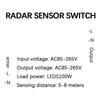 AC 110 V 220 V 50 Hz Interruttore sensore automatico a infrarossi PIR Radar a microonde Modulo sensore di movimento del corpo di alta qualità