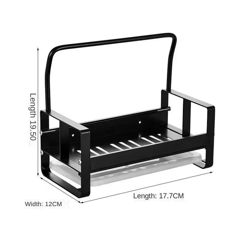 Aluminum Sponge Holder Kitchen Sink Caddy Rack Organizer Storage Rack with Drain Tray Soap Sink Drain Rack Kitchen Accessories