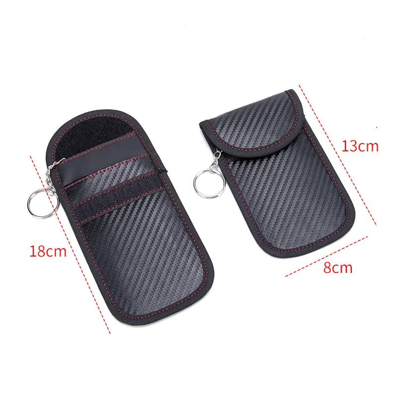 2024 Newest Hot 1pc Anti-theft Car Key Fob RFID Signal Blocker Faraday Signal Blocking Pouch Carbon Fiber Bag Key Wallets