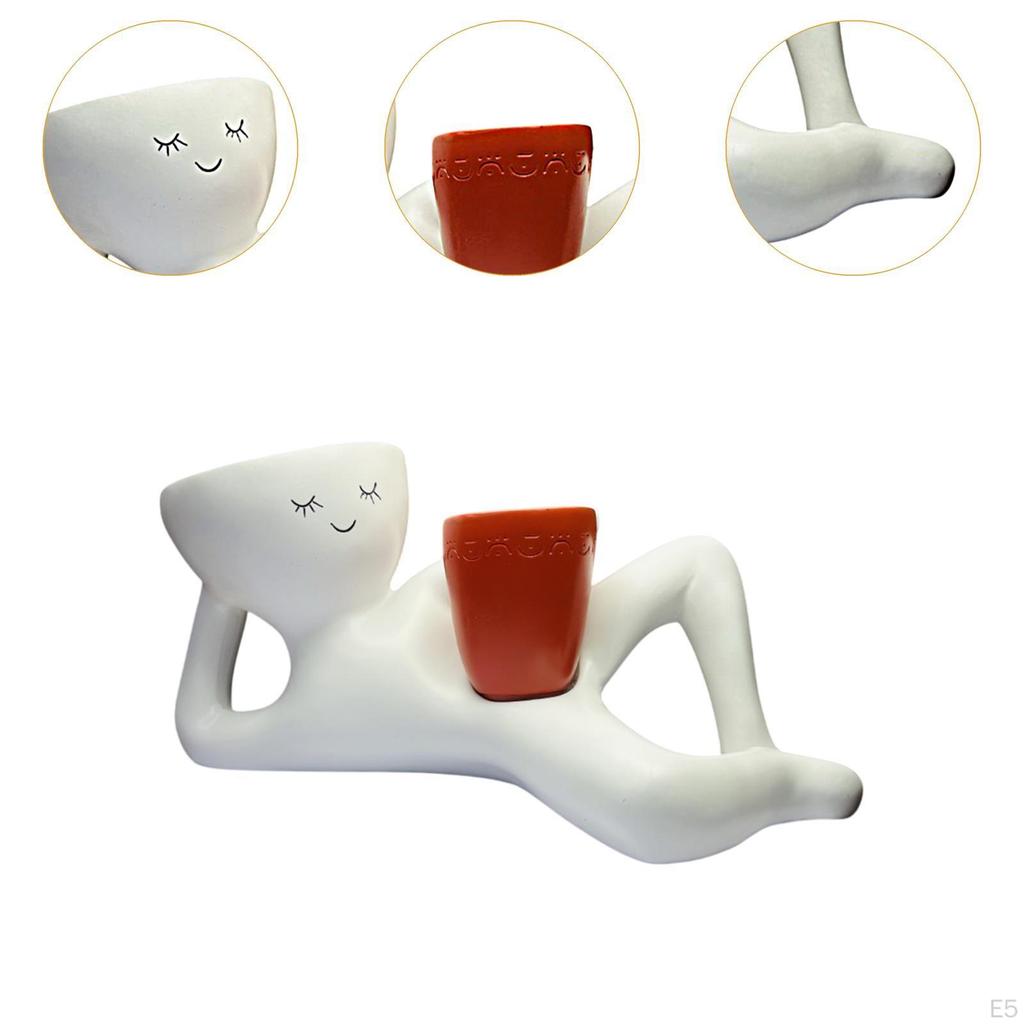 Lazy Guy Planter Ornament Creative Centerpiece Practical Plant Container Resin Flower Pot for Indoor
