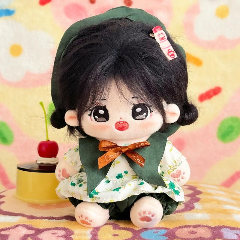 20cm Kawaii Cotton Dolls Anime Plush Stuffed Figure Bell Orchid/Green Plum/Butterfly Doll Wearable Clothing Dress Up Gifts