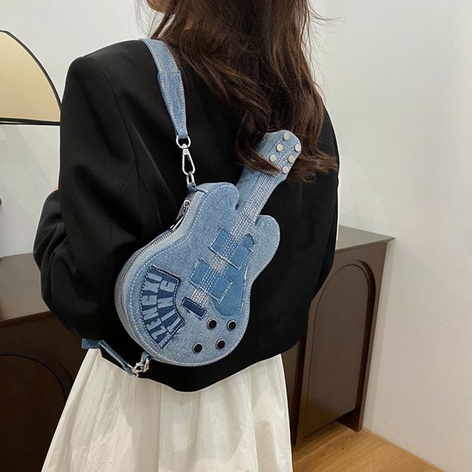 Modedesign Damentasche Umhängetasche New Spice Girl Personalisierte Denim Schulter Umhängetasche Kreative Gitarrentasche