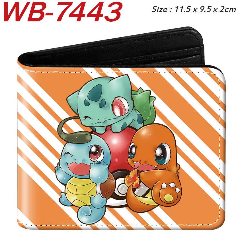 Pokemon Anime Folding Leather Wallet Short Cartoon Game Card Holder Coin Purse for Men Women Multi-Card Brown