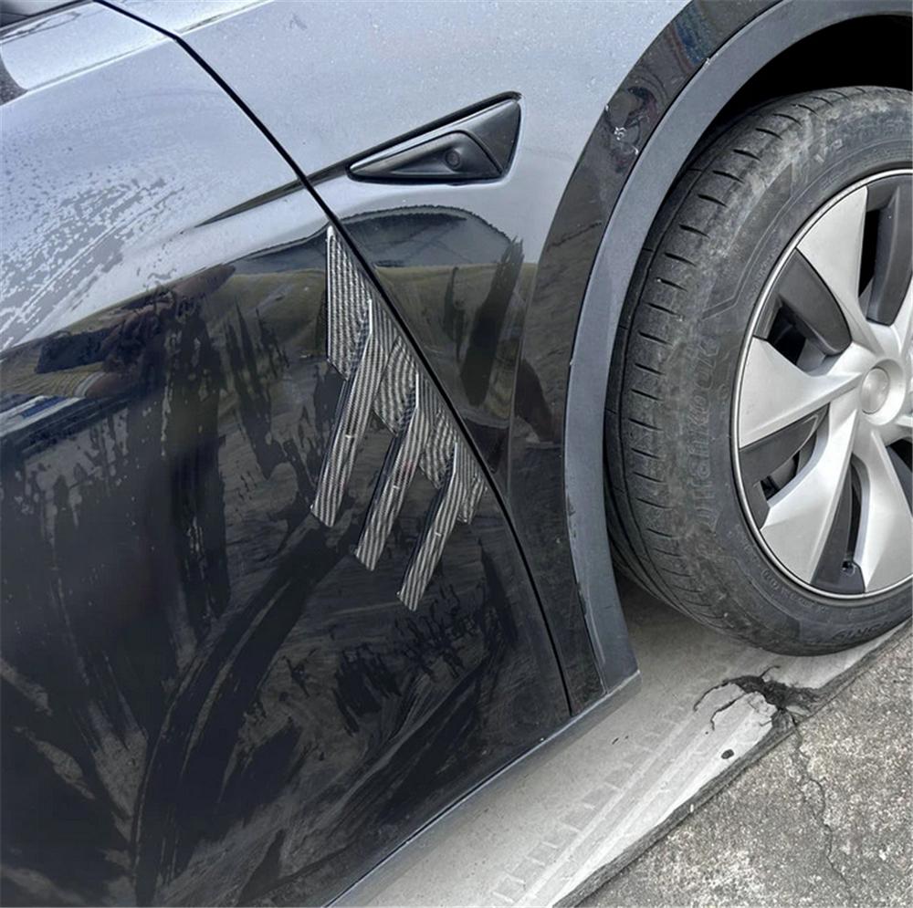 Carbon Fiber Look Rear Triangle Louver Window Sticker Side Spoiler Splitter Trim