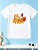 Cartoon Relax Potato With French Fries Funny Food Graphic Print T Shirt Family Matching Boys Girls Kids Short Sleeve Daily Tees