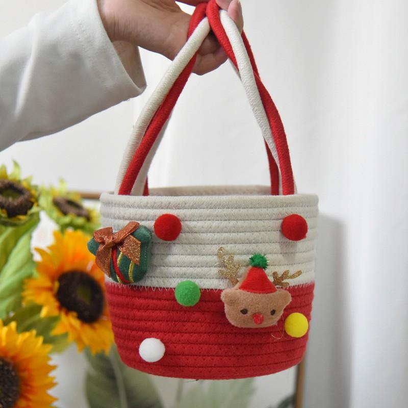 

Cute Cherry Handheld Woven Bag Creative Cotton Thread Storage Small Fresh Picnic Beach Hands-on Gift