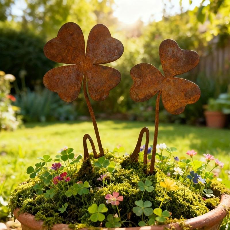 2pcs Artistic Three Leaf Shape Lawn Ornaments Garden Insert Signs For Gardens Patios And Balconies