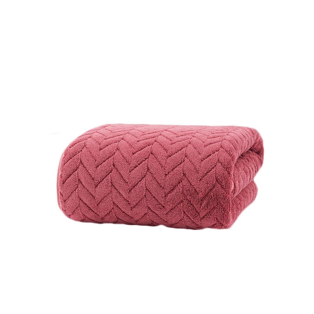 

Soft Texture Coral Velvet Bath Towel Non Fading High Water Absorption Thickened Bath Towel Striped Pattern Large Bath Towel червоний