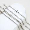 Stainless Steel Cross Cuban Bracelets for Men Women Punk Silver Color Crystal Twist Chain Bracelet Daily Wear Fashion