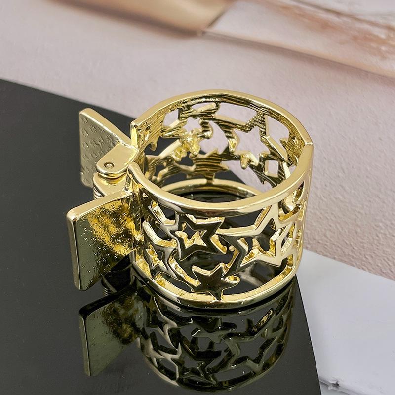 1pcs Women's Gold Round Hair Clips With Rhinestones For High Ponytail Fixation, Anti-Slip, Suitable For Daily Wear, Home, Outdoor, Commute