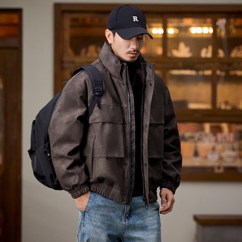 Amerikanische Workwear PU-Leder Herren Daunenjacke - Winterkollektion 2025, High-End Trendmarke.