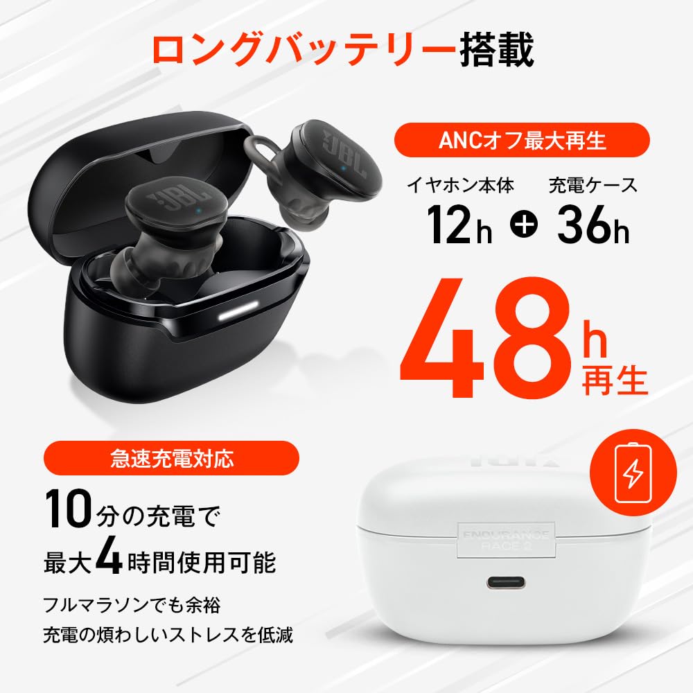 JBL ENDURANCE RACE 2 True Wireless Earphones Waterproof Dustproof Sports Mode Fast Charging Noise Cancelling Ambient Sound Multi-Point Support
