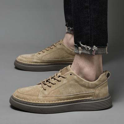 High Quality New Top Layer Cowhide Leather Men's Fashionable Casual Sneakers Men Work Shoes Spring Men's Lace Up Casual Shoes