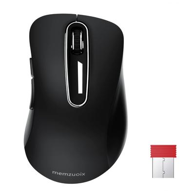 Memzuoix Wireless Ergonomic for Long 1400DPI Optical Instant USB Receiver 5 Compatible with and Chrome Black Mouse, 2.4GHz, Design, Fatigue-Free Use,