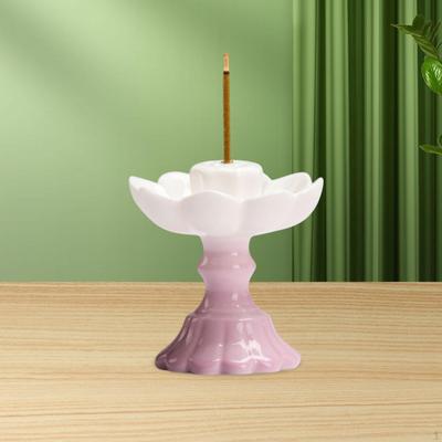 Lotus Flower Incense Burner Stick Holder Accent Ceramic Censer Stand for Farmhouse