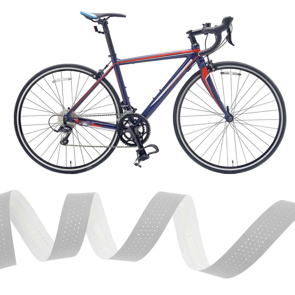 BULLSPANN 1 Pair Bicycle Handlebar Breathable Grip Tape for Road Bikes and Meters Silver Tone Tape, Anti-Slip, Shock-Absorbing, MTBs, 2.16 Long,