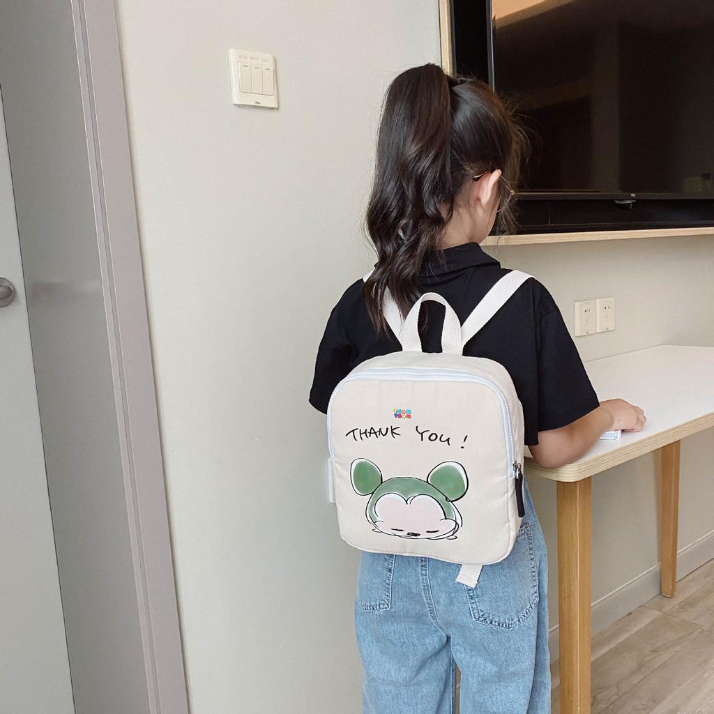 Cute Cartoon Cotton Linen Backpack For Toddlers Unisex Pre-k School Bag