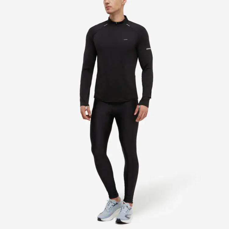 DECATHLON KIPRUN 500 Series Sweat-Wicking Breathable Comfortable Long Sleeve T-Shirt Men's Smoky Black