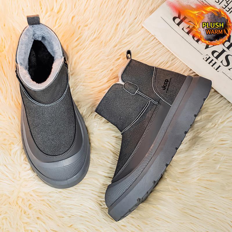 Pánské trendy nadměrné velikosti měkká podrážka zvýšení výšky zimní teplé kožešinové sněhule polstrované podšívkované kotníkové boty protiskluzové turistické ležérní sportovní martensky