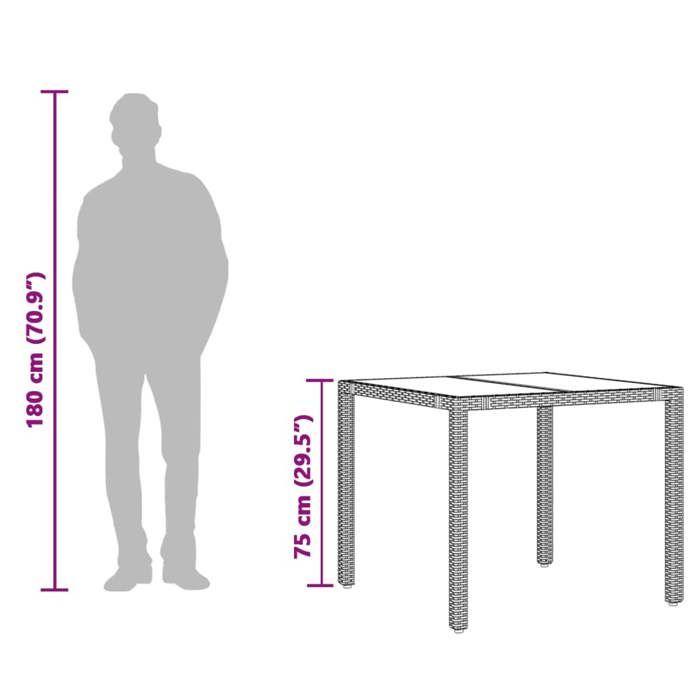 VidaXL Table de jardin avec dessus en verre marron résine tressée 365587