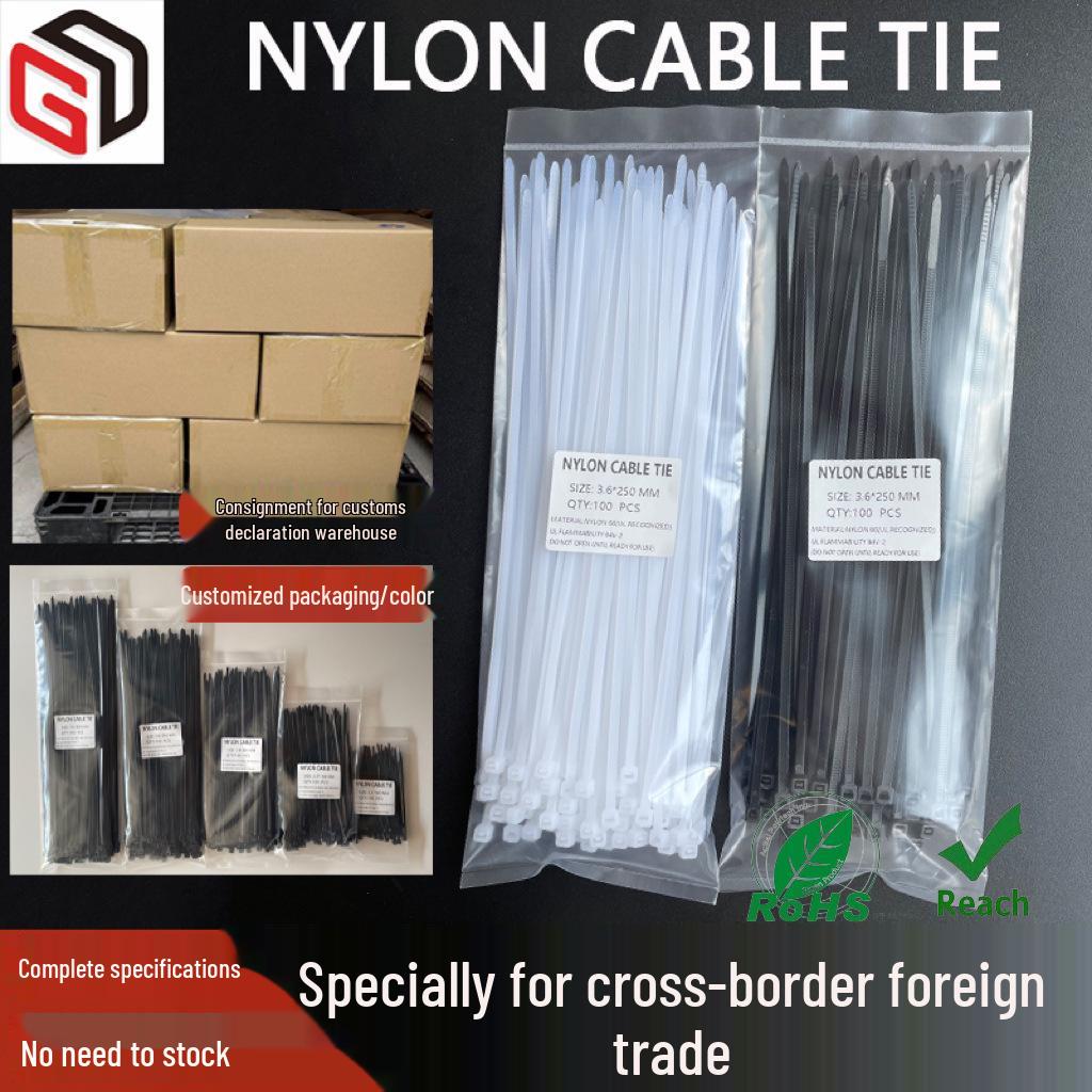 Cold-Resistant Black Nylon Cable Ties 2.5x200 Mm - White Self-Locking